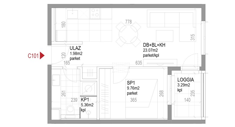 Dvosoban stan Ozaljska - C101
