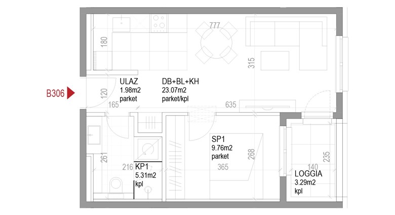 Dvosoban stan Ozaljska - B306