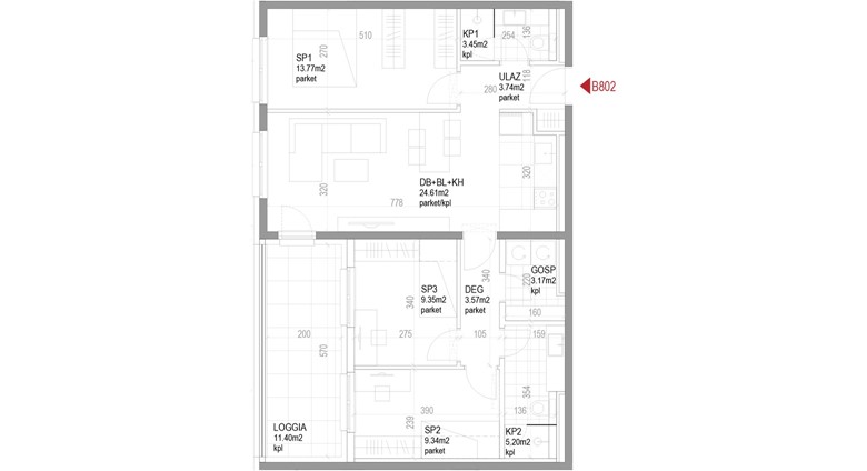 Četverosoban stan Ozaljska - B802