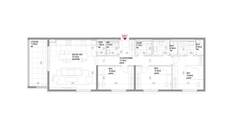 Četverosoban stan Ozaljska - B201