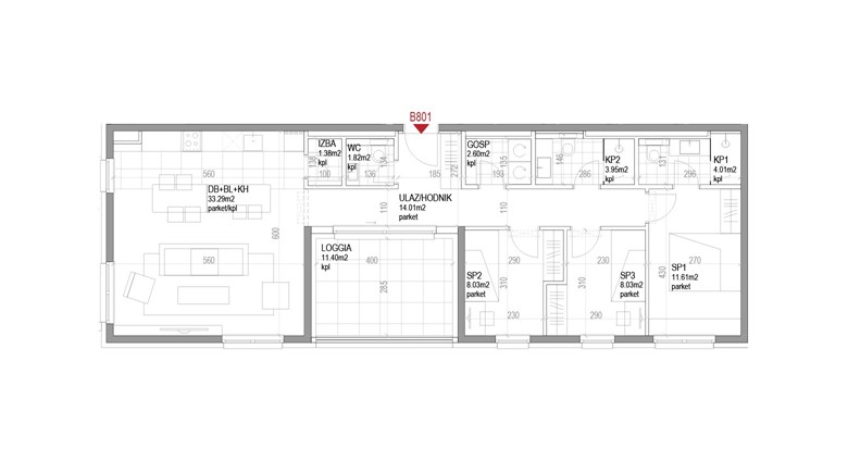 Četverosoban stan Ozaljska - B801
