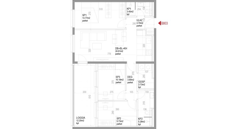 Četverosoban stan Ozaljska - B803