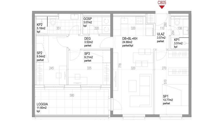 Četverosoban stan Ozaljska - C805