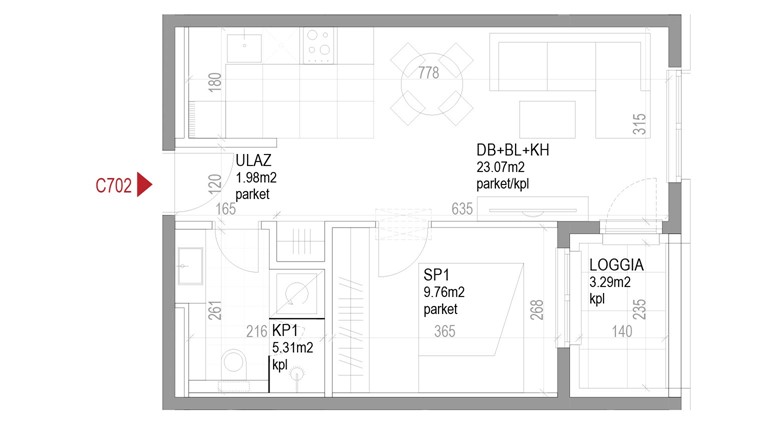 Dvosoban stan Ozaljska - C702