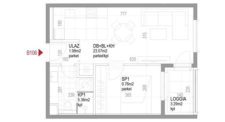 Dvosoban stan Ozaljska - B106