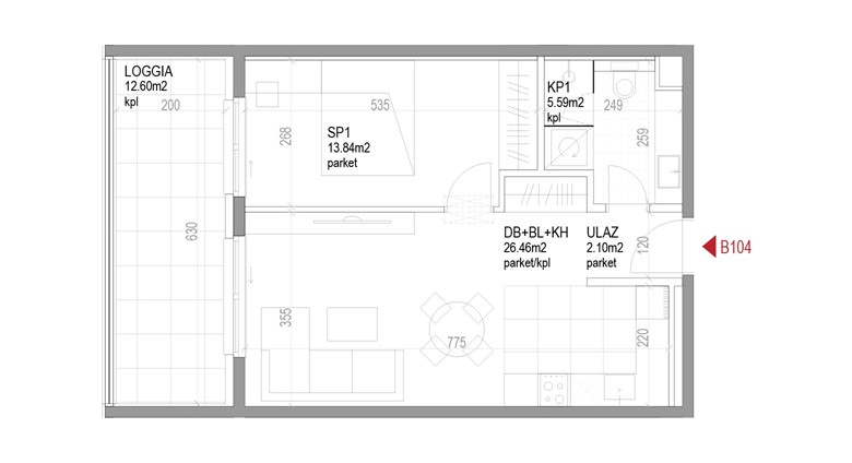 Dvosoban stan Ozaljska - B104