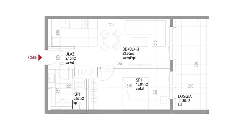 Dvosoban stan Ozaljska - C505