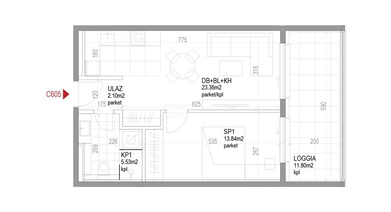 Dvosoban stan Ozaljska - C605