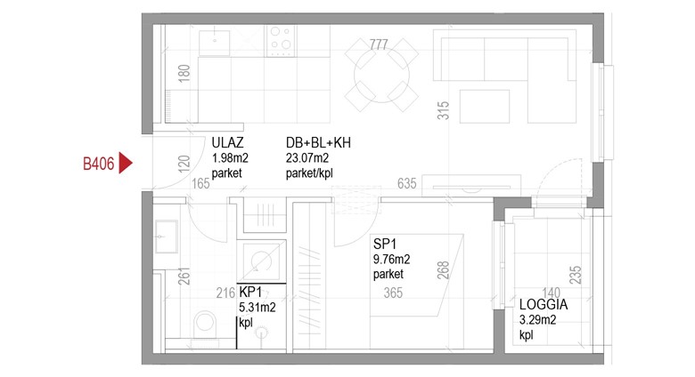 Dvosoban stan Ozaljska - B406
