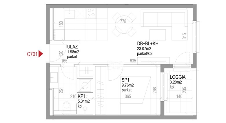Dvosoban stan Zagreb 7. kat novogradnja Trešnjevka – kupnja C701