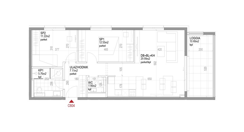 Trosoban nenamješten stan 6. kat Trešnjevka – novogradnja