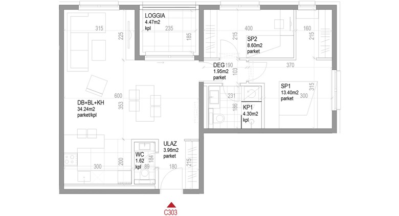 Trosoban stan Ozaljska - C303