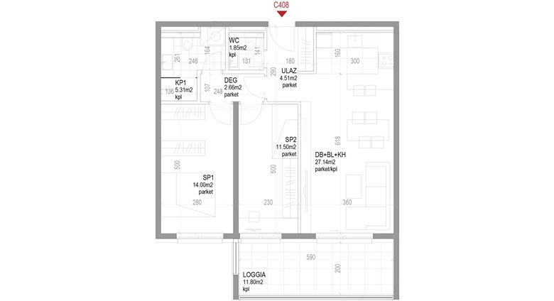 Trosoban stan Ozaljska - C408